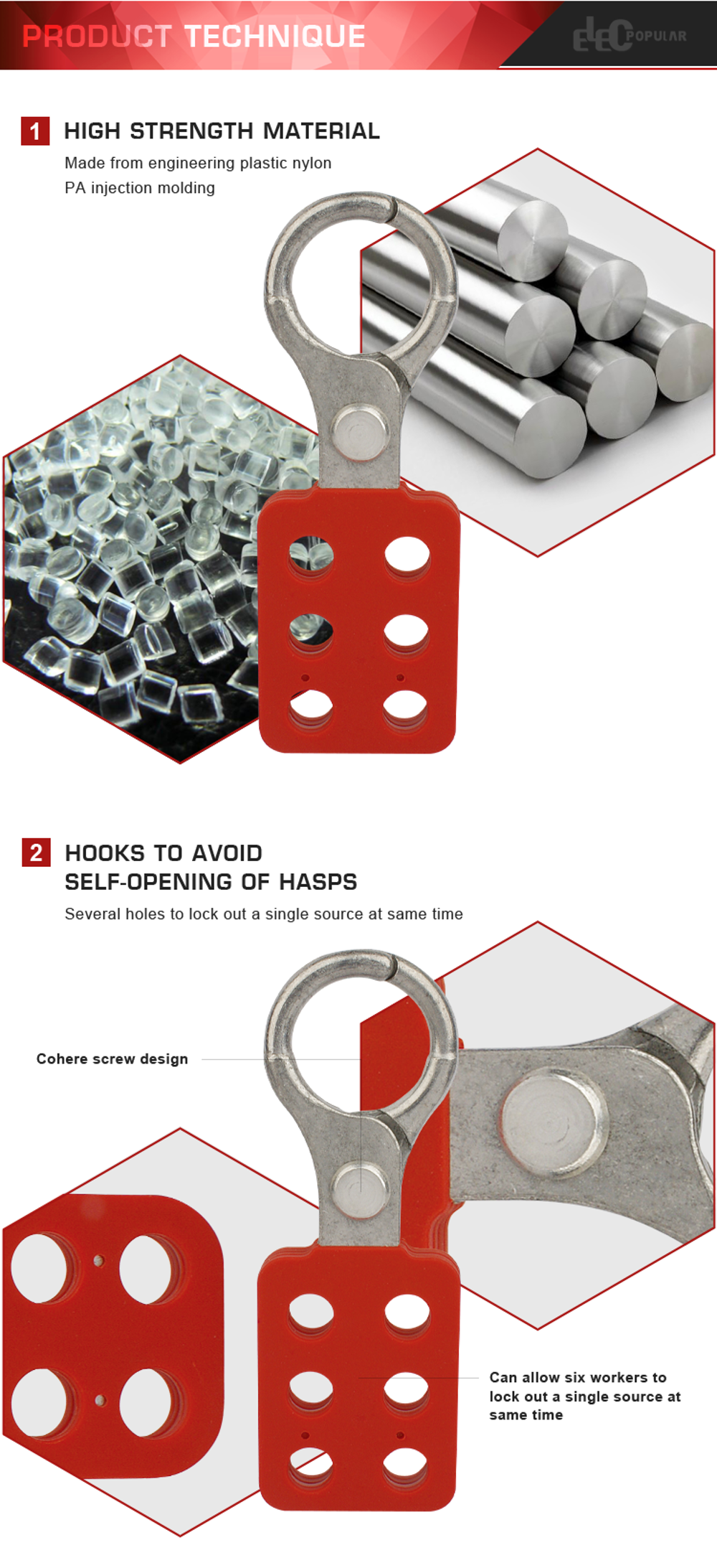 OEM Industrial 6 otworów Multilock Aluminiowa blokada bezpieczeństwa HaspS